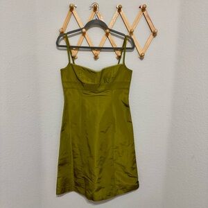 NWT! J.Crew Y2K Silk Olive Green A Line Dress Size 6